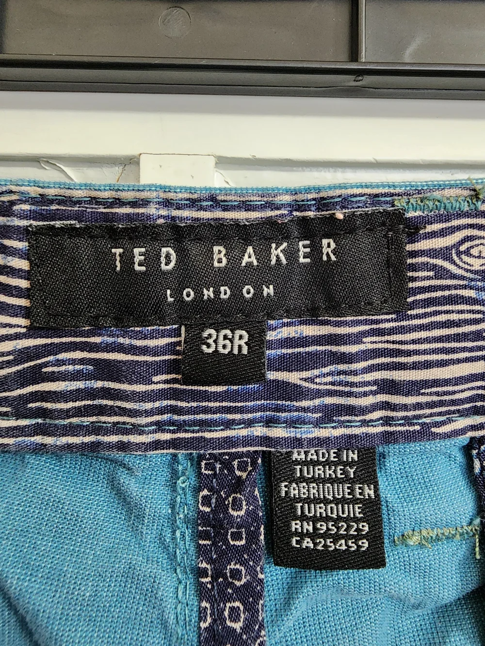 Ted Baker London Men's 36R Aqua Blue Cotton Chino Shorts